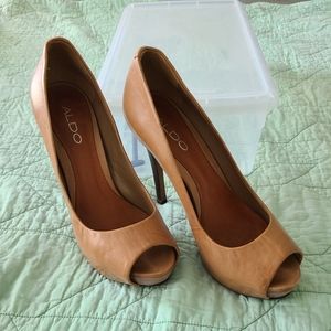 Aldo Peep Toe Heel Tan 6 (36)